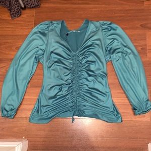 Green emerald  silk shirt. ( M women )